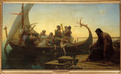 Elveszett illúziók vagy este Egy allegorikus jelenet, amely szereplőket ábrázol egy távozó drakkaron, egy férfi a vádlottak padján marad lírával. Charles Gleyre (1806-1874) festménye 19. század V. 1,56x2,38 m alkotó: Charles Gleyre
