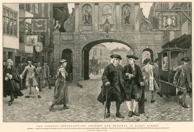 Johnson centenáriuma: Dr. Johnson és Boswell a Fleet Streeten (metszet) alkotó: Charles Green