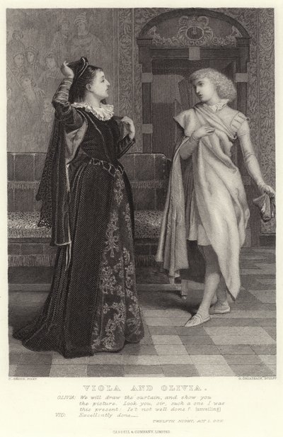 Viola és Olivia, Tizenkettedik éjszaka, I. felvonás, Sc V alkotó: Charles Green