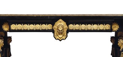 Napóleon III asztal, tervezte Jean Brandely, intarzia: E. Varlot, Párizs, 1850-75 körül (ormolu, aranyozott réz, ébenfa és platán) alkotó: Charles-Guillaume Diehl
