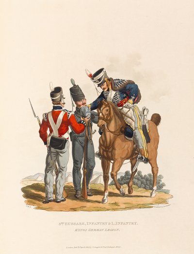 „3. huszárok, gyalogság és könnyű gyalogság. A király német légiója”, 1815 körül (akvatinta) alkotó: Charles Hamilton (after) Smith