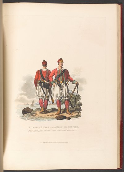 „Külföldi hadtest a brit szolgálatban. A görög könnyű gyalogezred közlegényei alkotó: Charles Hamilton (after) Smith