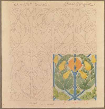 Omar, selyem és gyapjú duplaruha dizájnja, 1898 (selyem és gyapjú) alkotó: Charles Harrison Townsend