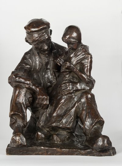 Nagyapa és unokája bronz alkotó: Charles Henri Marie van Wijk