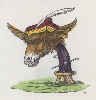 Zsámolyon álló szamár (színes metszet) alkotó: Charles Henry (after) Bennett