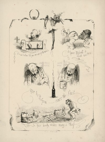 Oldal a Charles H Bennett által írt Példabeszédek képekkel című könyvből alkotó: Charles Henry (after) Bennett