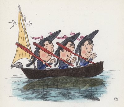 Három tengerész egy csónakban (színes metszet) alkotó: Charles Henry (after) Bennett