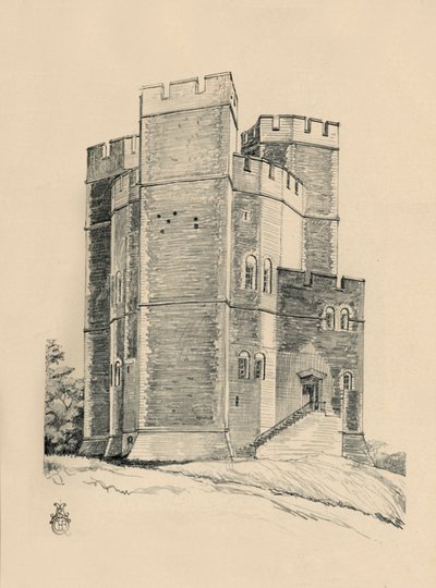 Az Orford kastély külseje, Suffolk the Battlements restaurálva, 1931 alkotó: Charles Henry Bourne Quennell