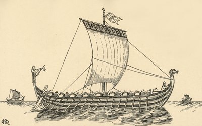 A normann hajó a Bayeux-i kárpit alapján, 1931 alkotó: Charles Henry Bourne Quennell
