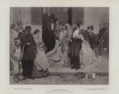 Kora reggel, megmutatja a kontrasztot a következők között: fáradság és elégedettség; és Dissipation and Ruin (mélynyomás) alkotó: Charles Hermans