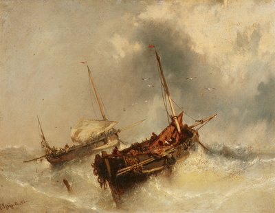 Német: Zwei Segelschiffe auf stürmischer See Két csónak a viharos tengeren alkotó: Charles Hoguet