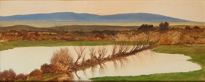 Naplemente a tó felett (olaj a fedélzeten) alkotó: Charles Hutton Lear