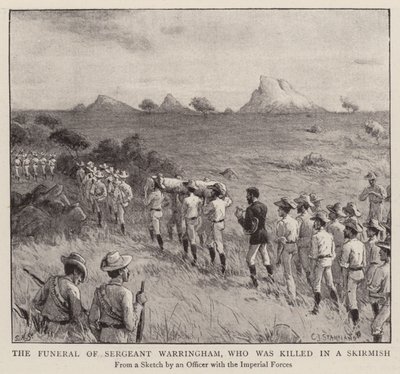 Warringham őrmester temetése, akit egy csatában öltek meg (metszet) alkotó: Charles J. (after) Staniland