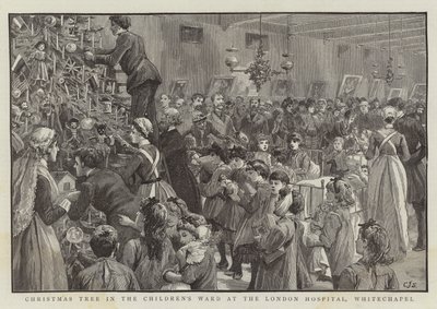 Karácsonyfa a londoni kórház gyermekosztályán, Whitechapelben alkotó: Charles J. Staniland