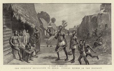 A büntetőexpedíció Beninbe, tipikus jelenetek a kerületben alkotó: Charles J. Staniland