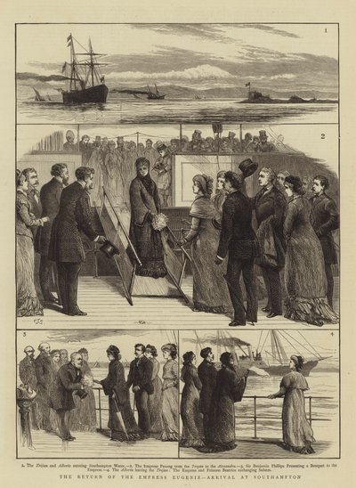 Eugenie császárné visszatérése, érkezés Southamptonba alkotó: Charles J. Staniland