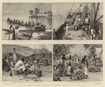 A Royal Niger Company expedíciója, mindennapi jelenetek a Niger folyón alkotó: Charles J. Staniland