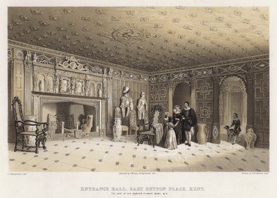 Bejárati hall, East Sutton Place, Kent, Sir Edmund Filmer székhelye (színes litó) alkotó: Charles James Richardson