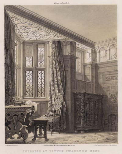 Little Charlton belső terei, Kent (színes litó) alkotó: Charles James Richardson