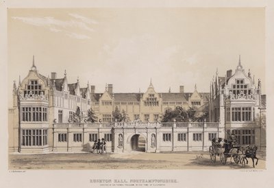 Rushton Hall, Northamptonshire, Sir Thomas Tresham építette, Elizabeth idejében (színes litó) alkotó: Charles James Richardson