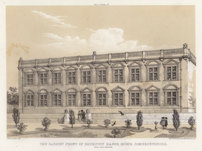 A Brympton Manor House kertje, Somersetshire, Inigo Jones, építész (színes litho) alkotó: Charles James Richardson