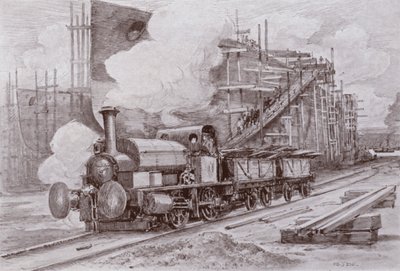 A hajógyári mozdony (litho) alkotó: Charles John de (after) Lacy