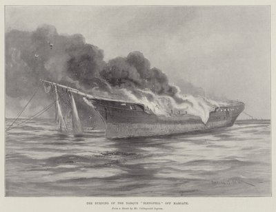 The Burning of the Barque Blengfall off Margate alkotó: Charles John de Lacy