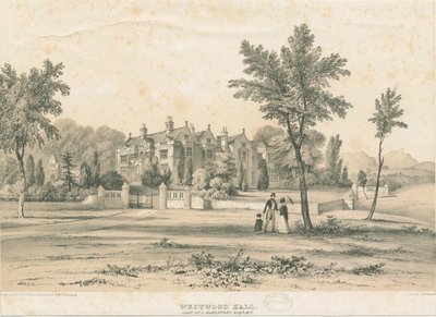 Westwood Hall: színezett litográfia, nd [1832-1841] alkotó: Charles Joseph Hullmandel