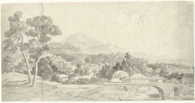 Táj egy várossal egy híd mellett alkotó: Charles Joseph Natoire (attributed to)