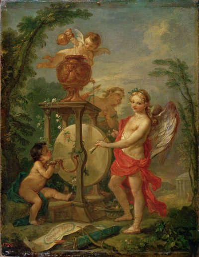Ámor élezi a nyilát, 1750 alkotó: Charles Joseph Natoire