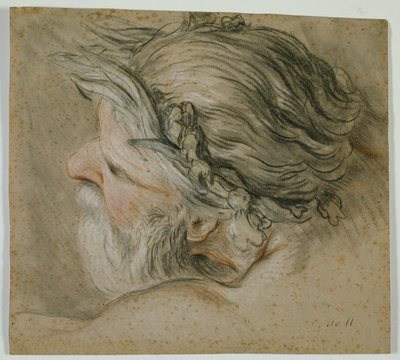 Egy tengeri isten feje alkotó: Charles Joseph Natoire