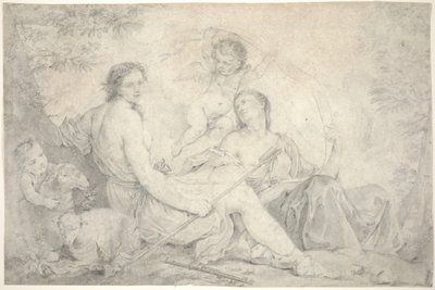 Hestia mitikus tájban, 1760 körül (grafit pergamen) alkotó: Charles Joseph Natoire