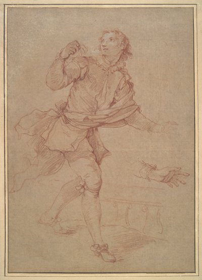 Tanulmány egy fiatal férfiról, tanulmány a kárpit számára, Sancho alkotó: Charles Joseph Natoire