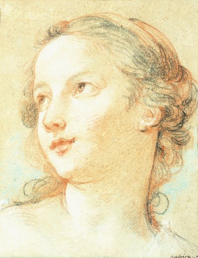Egy lány feje balra néz, alkotó: Charles Joseph Natoire