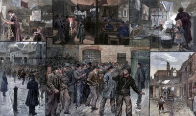 Szorongás London East End-én, 1886. alkotó: Charles Joseph Staniland