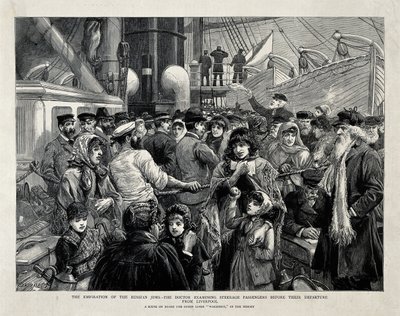 Orvos által megvizsgált orosz zsidók a liverpooli emigráció előtt, 1891 alkotó: Charles Joseph Staniland