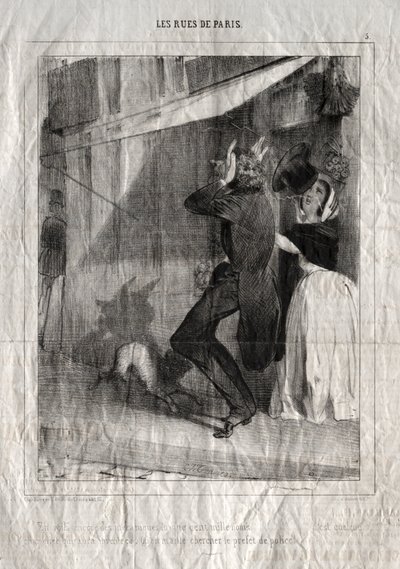 Les Rues de Paris: Már megint az ötszázezer név mechanikája... ezt biztos valami kalapkészítő találta ki.  Vagy hívja a rendőrprefektust! alkotó: Charles Joseph Traviès de Villers