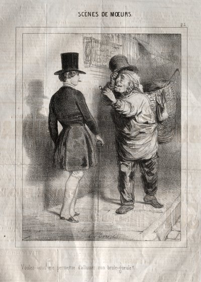 A modor jelenetei: Megengeded, hogy meggyújtsam az égőmet. alkotó: Charles Joseph Traviès de Villers