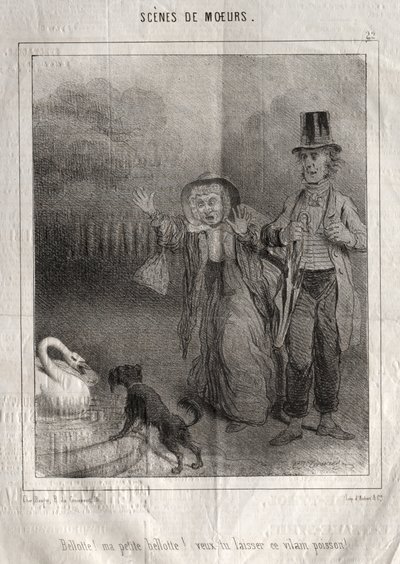 A modor jelenetei: Bellotte! kis Bellote-om! el akarod hagyni azt a csúnya halat! alkotó: Charles Joseph Traviès de Villers