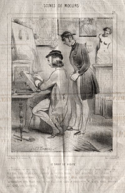 Az illem színterei: A látogatás joga. Remélem nem zavarja.... alkotó: Charles Joseph Traviès de Villers