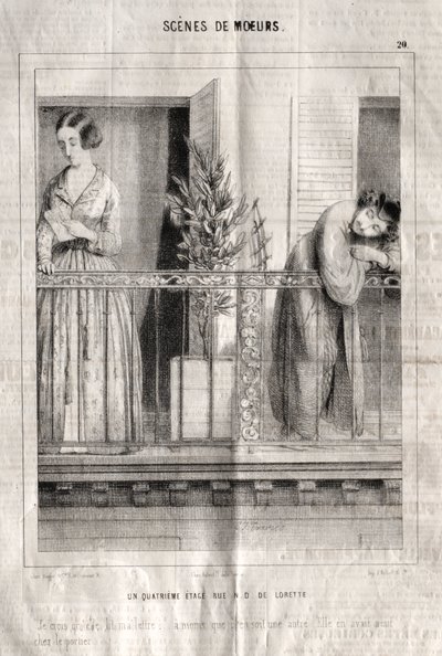 A modor jelenetei: A rue N. D. de Lorette negyedik emelete. Azt hiszem, a levelemet olvassa... hacsak nem egy másikat. Kilenc volt az ajtónállónál alkotó: Charles Joseph Traviès de Villers