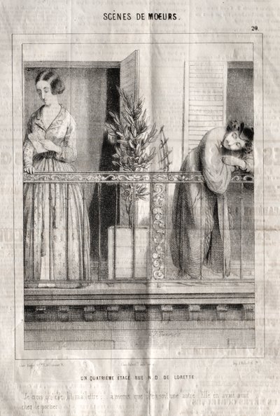 A modor jelenetei: A negyedik emelet rue N. D. de Lorette. Azt hiszem, olvassa a levelemet... alkotó: Charles Joseph Traviès de Villers