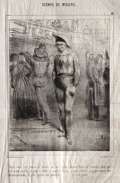 Modoros jelenetek: Látod, Pamela sorban állása az, aki egész héten biztat, hogy elvigyem a bálba... alkotó: Charles Joseph Traviès de Villers