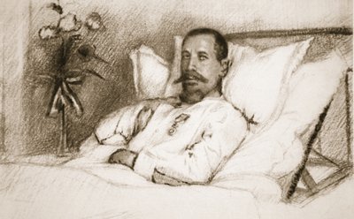 Egy Vezér, akinek sérülését Sir Ian Hamilton szerencsétlenségnek nevezte: A The Illustrated War News 1915-ös litográfiájából. alkotó: Charles Jules Duvent