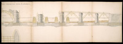 A londoni Temze folyón tervezett híd tervei, BL Maps C.49.e.76 alkotó: Charles Labelye