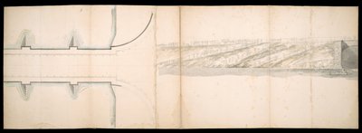 A londoni Temze folyón tervezett híd tervei, BL Maps C.49.e.76 alkotó: Charles Labelye