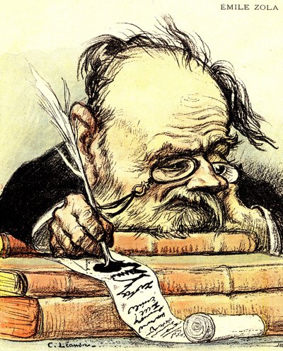 Emile Zola (1840-1902) rajzfilmje, láthatóan hiányzik az ihlet – Charles Leandre illusztrációja a „The Rire” című filmben” alkotó: Charles Leandre