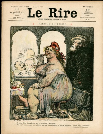 A „” The Laughs” címlapja, színekben szatirikus alkotó: Charles Leandre