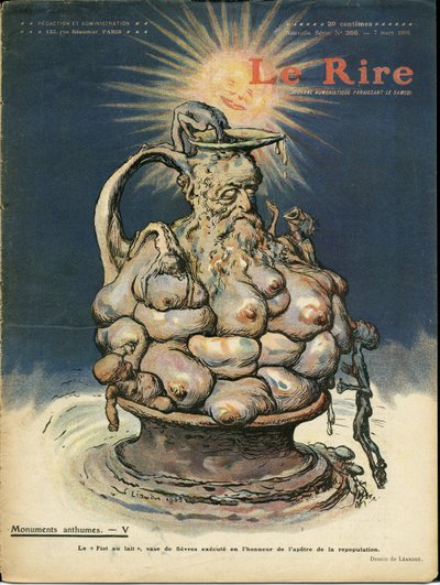 Illusztráció: Charles Leandre (1862-1934) a Le Lire borítójához, 07/03/08 - Szobor szobor, Szülés - Piot Edme (1828-1909) alkotó: Charles Leandre