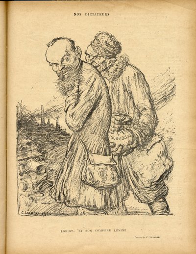 Illusztráció Charles Leandre-ről (1862-1934) a Le Rire-ben, 20.05.29 - Loriot és társa Lenine - Uss - Lenine, Loriot alkotó: Charles Leandre